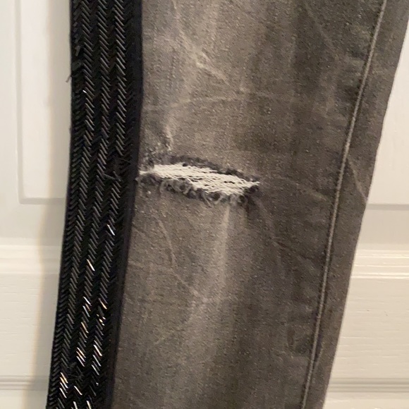 Free People Black Jeans with Beaded  Stripe - Picture 4 of 7
